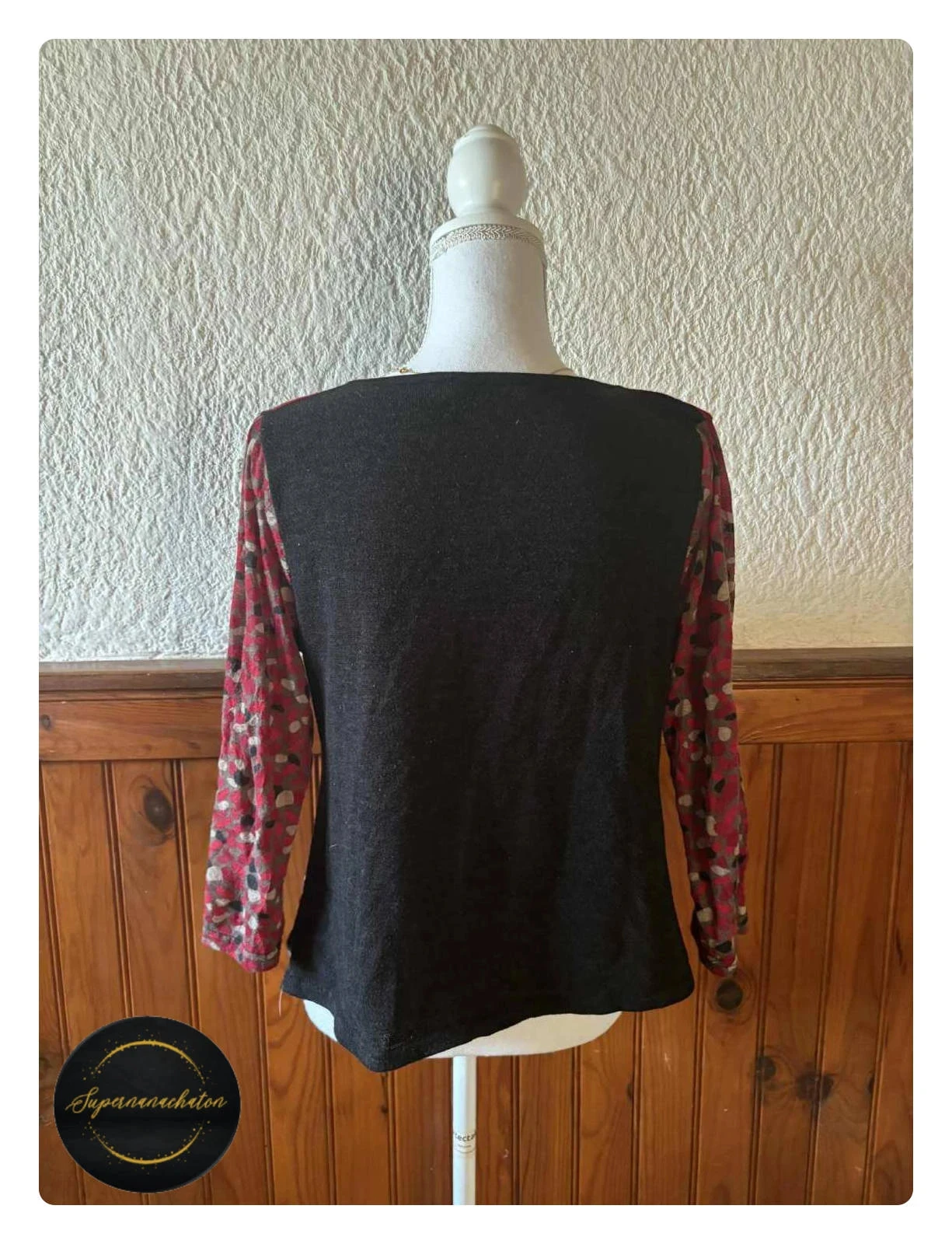 Tunique / Top original asimétrico - Multiples - motivos y rayas burdeos - Talla L / 40 – photo 2